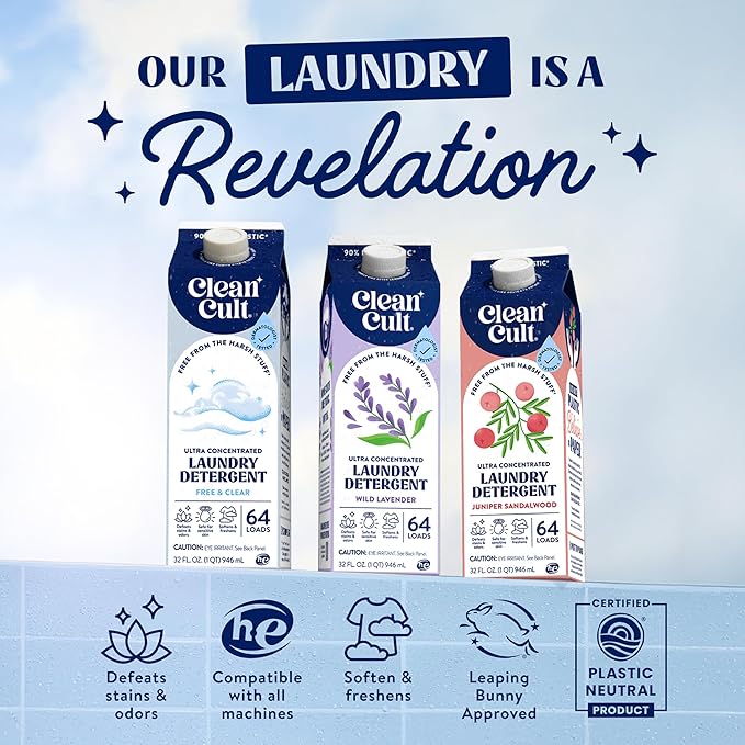 Ultra Concentrated Liquid Laundry Detergent Soap, 192 loads (96 oz), Long Lasting Scent, 90% Less Plastic, No Harsh Chemicals, Juniper Sandalwood, Defeats Stains & Odors, HE/Standard Compatible