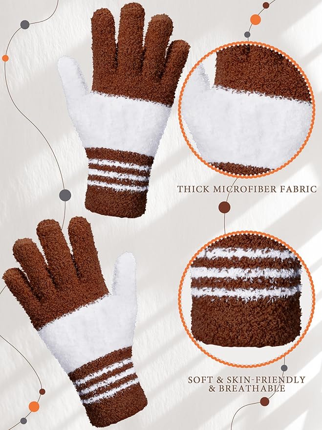 Patelai 3 Pairs Microfiber Plant Dusting Gloves Leaf Cleaning Gloves for Indoor Plants, Blinds, Furniture, House(Medium,Gray, Orange, Brown)