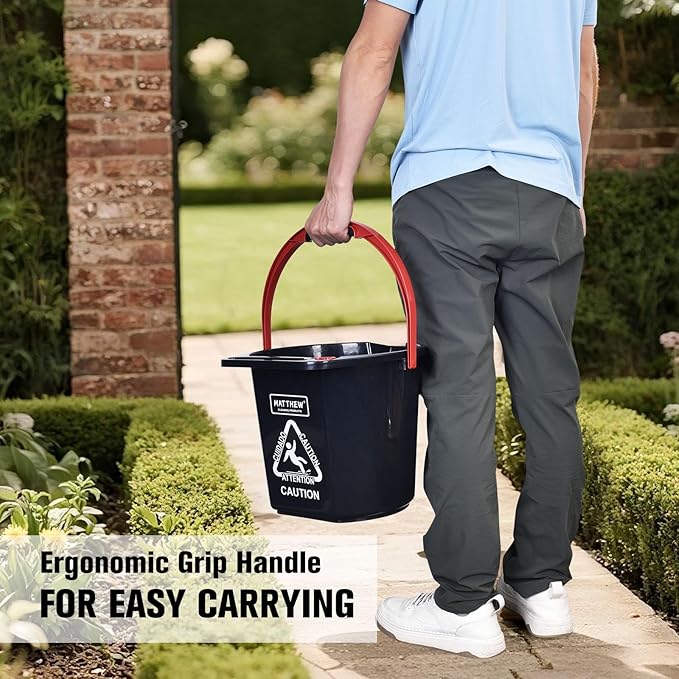 Matthew Cleaning 4.2 Gallon Mop Bucket, Heavy Duty Plastic Cleaning Bucket with Built-in Pour Spout, Mop Holder and Comfort Grip Handle, House and Commercial Cleaning Supplies, 3 Pack Mixed Color