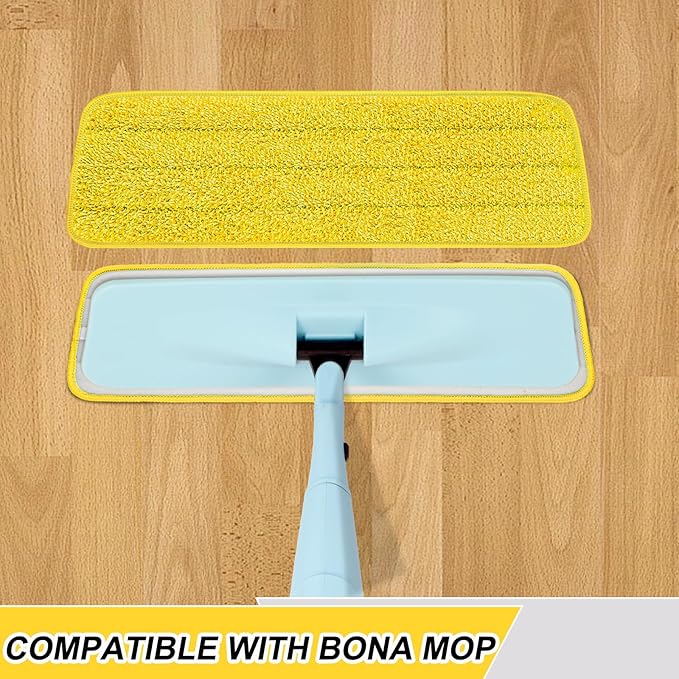 3 Pack 16.5 inch Reusable Mop Pads Microfiber Spray Mop Replacement Heads for Wet/Dry Mops Compatible with Bona Floor Care System (Multicolor )