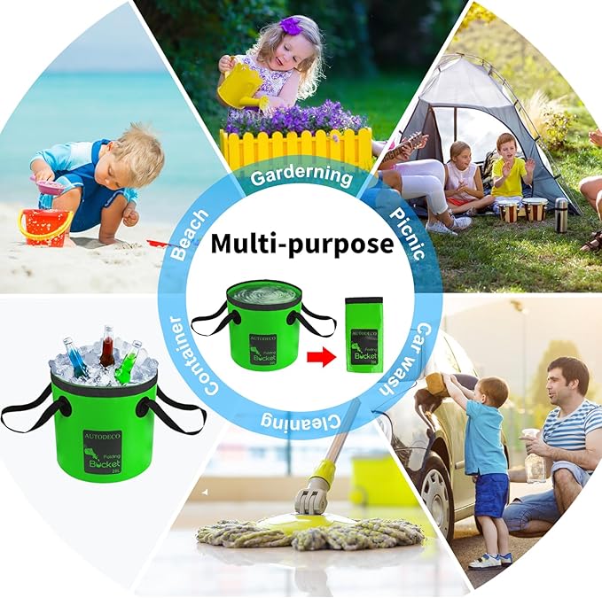 AUTODECO Collapsible Bucket 5 Gallon Container Folding Water Bucket Portable Wash Basin 20L