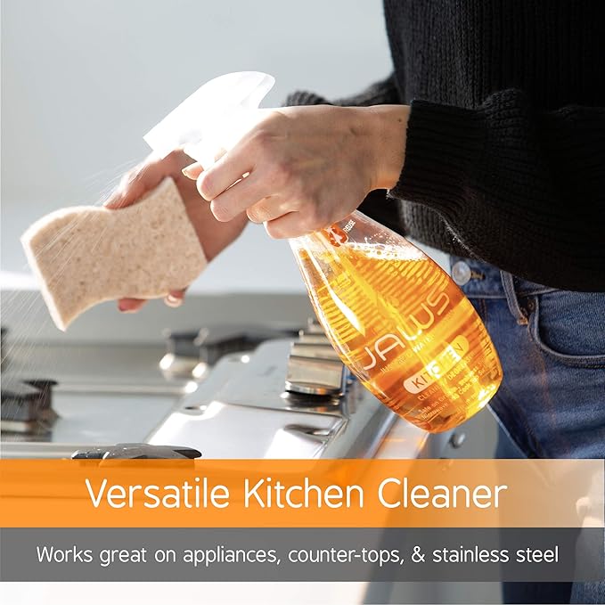 JAWS Cleaners Home Cleaning Kit, Multi-Surface Kitchen, Glass, Shower and Hardwood Floor, 2 Refill Pods Included. Refillable Cleaning Supplies.