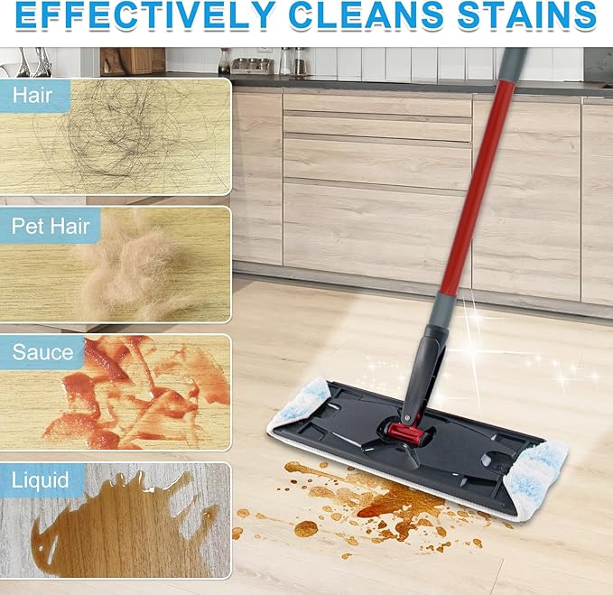 Mop Replacement Pads for Ocedar H2prO Flat Mop, 7 Pack Mop Refills for O-Cedar H2pro Flat Mop, Machine Washable Reusable Microfiber Mop Heads Replacements for Ocedar H2 Pro Mop