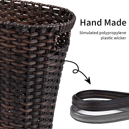 GRANNY SAYS Wicker Trash Can, Bathroom Trash Can with Handles, Wicker Waste Basket for Bathroom, Waste Basket for Bedroom, Decorative Wicker Wastebasket, 19 Liters/5 Gallons, 1-Pack Dark Brown