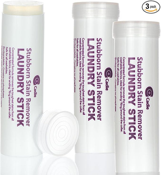Cadie Laundry Stain Remover Stick – Pre Wash Spot Cleaner for Fabric Clothing on Cotton,Wool,Synthetics - Easy Removal of Grease,Blood,Coffee,Ink,Lipstick,Wine,Grass Soil | Clean On-The-Go (3 Pack)