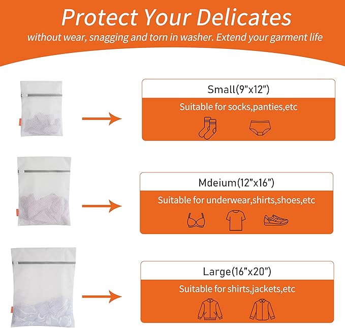 Polecasa 3Pcs 9 x 12 Inches Extra Durable 125g Diamond Mesh Laundry Bags with Sturdy Zipper for Delicates, Protect Clothes in Washing Machine, Laundry Room Essentials for College, Dorm (3 Small)