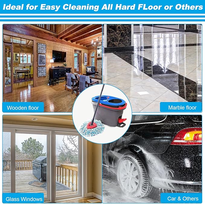 2 Pack Spin Mop Replacement Head, Only Fit for RinseClean 2-Tank System, Microfiber Spin Mop Refill Head Replacement Easy Wring Mop,Spinning Mop Replace Head for Floor Cleaning