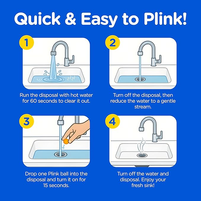 COMPAC HOME Plink Garbage Disposal Cleaner and Deodorizer, Air Fresheners for Garbage Disposal, Orange Scent, Home Cleaning Products for Kitchen Sink and Clogged Drains, 20 Count (Pack of 1)