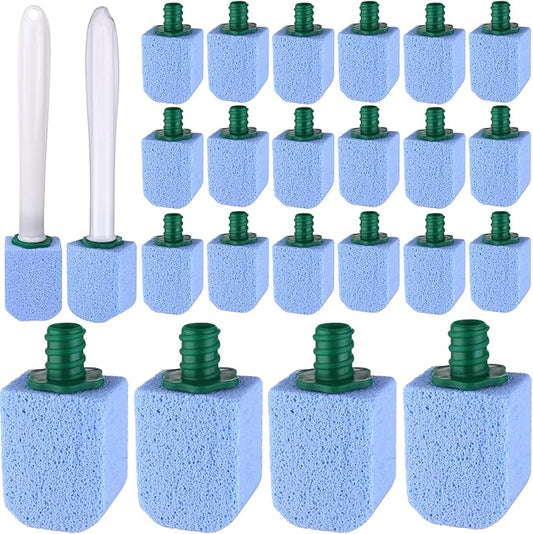 26 Pcs Toilet Pumice Stone with Long Handle Toilet Bowl Cleaner Brush Wand Refills Pumice Stone Block Deep Cleaning Remover Tool for Pool Bath Kitchen Sinks Tiles (Blue)