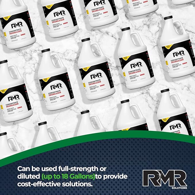RMR Degreaser and Cleaner Concentrate - Advanced Indoor/Outdoor Formula for Heavy-Duty Commercial, Residential, Automotive, and Equipment Cleaning, 1 Gallon Makes Over 16 Gallons