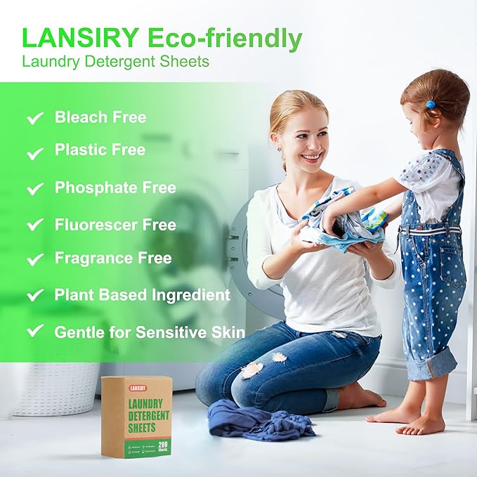 Laundry Detergent Sheets - 200 Loads, Fragrance Free, Eco-Friendly, Hypoallergenic, Portable, Save Space and Travel
