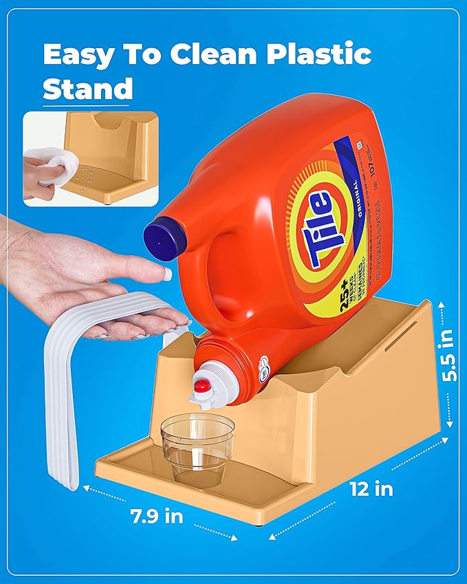 TidyFriend Laundry Detergent Holder Stand Organizer with Drip Tray, 3 Pack Laundry Soap Holder with Non-Slip Rubber Feet for Washing Space Organization, Angled Downward Slope for Easy Pouring (Beige)