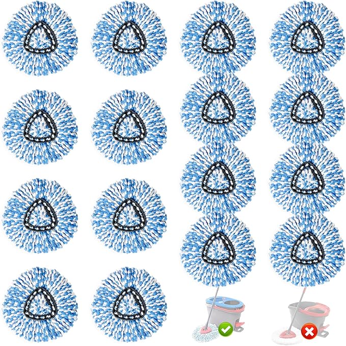 16 Pack Spin Mop Replacement Heads, Only Fit for RinseClean 2-Tank System, 100% Microfiber Spin Mop Refill Head,Spinning Mop Head Replacement for Floor Cleaning