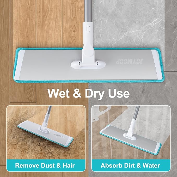 JOYMOOP 18 Inch Commercial Dust Mop for Hardwood Floors, Heavy Duty Industrial Wet Dry Mops with Telescopic Handle, Includes 3 Microfiber Mop Pads