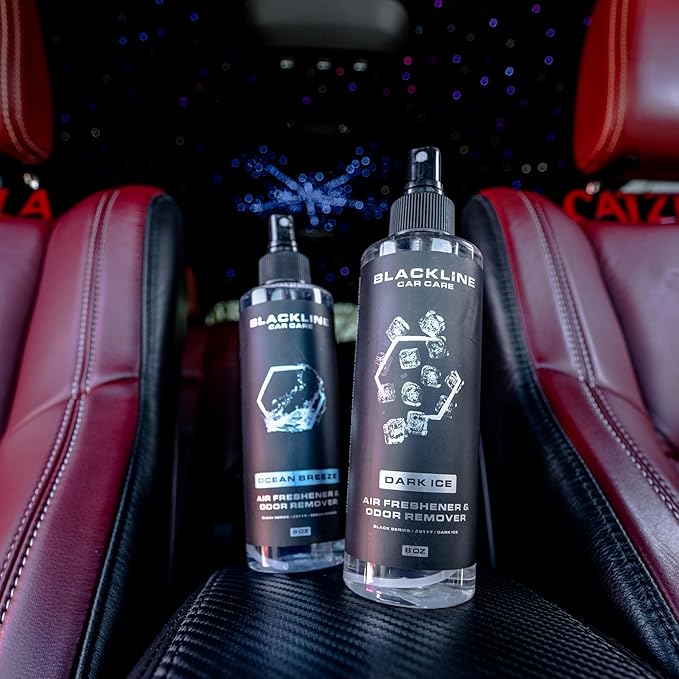 Blackline Car Care - Dark Ice Car Air Freshener, Long-Lasting, Oder Eliminator, for Cars, Trucks, SUV, or Home Use - 8 fl OZ - Air Freshener - Dark Ice Spray