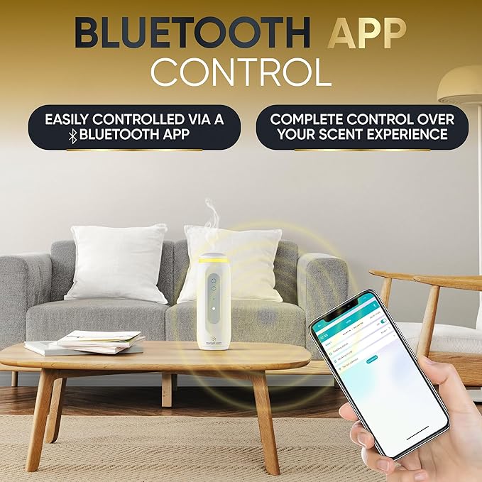 Essential Oil Diffuser (Plug-in) for Homes and Hotels – Bluetooth-Controlled Scent Diffuser for Home & Office, Covers 800 sq. ft. – Plug in Air Fresheners for Home & Office, Room Scent (White)