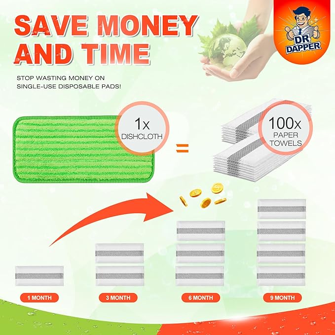 6 Pack Reusable Mop Pads for WetJet Wet Pads Refills for Wet Jet Spray Mop, Microfiber Mop Refill Pads Machine Washable Up to 100+ Wet Dry Cleaning for All Kinds of Floor Types