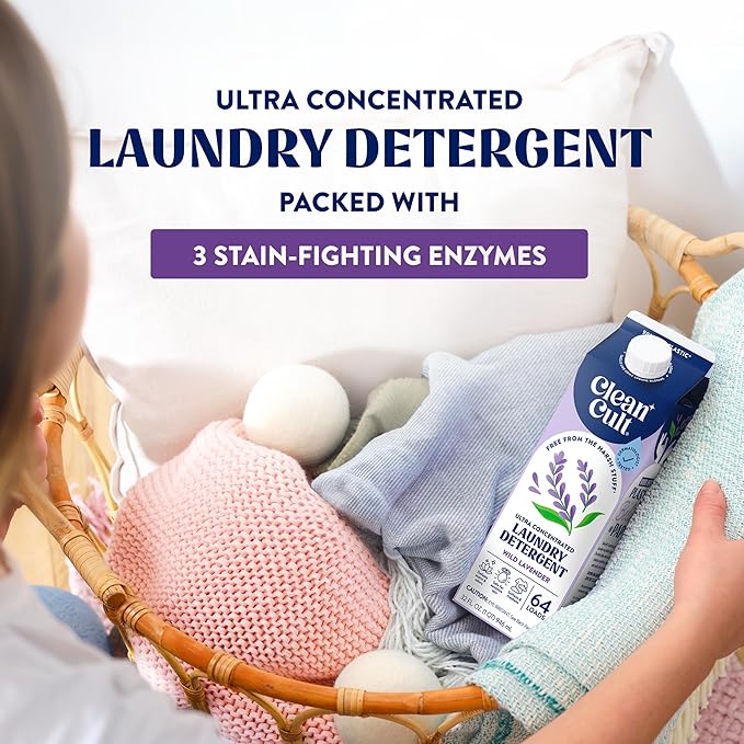 Ultra Concentrated Liquid Laundry Detergent Soap, 192 loads (96 oz), Long Lasting Scent, 90% Less Plastic, No Harsh Chemicals, Wild Lavender, Defeats Stains & Odors, HE/Standard Compatible