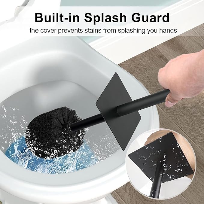 Black Line Design Resin Toilet Bowl Holder and Brush Set, Stylish Bathroom Cleaning Tool with Durable Bristles, Compact and Functional