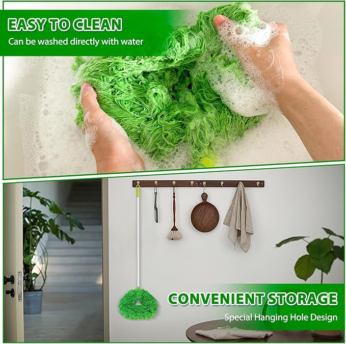 Ceiling Fan Cleaner Duster High Ceiling Extended Fan Blade Cleaner from 13 to 50 Inch Reusable Microfiber Ceiling Fan Duster with Extension Handle for Furniture Bookshelves Wall Door (Green)