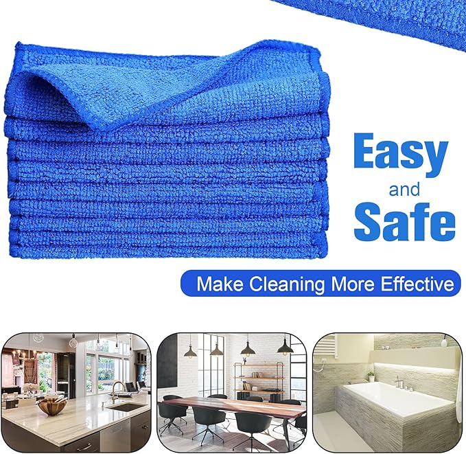 Tanlade Microfiber Cleaning Cloth 6"x6" Cleaning Rags Reasonable Kitchen Towels Microfiber Towels Cars Wash Dry Erase Cloth(Blue, 30 Pcs)