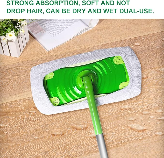 KEEPOW Reusable Wet Pads Compatible with Swiffer Sweeper Mop, Dry Sweeping Cloths, Washable Microfiber Wet Mopping Cloth Refills for Surface/Hardwood Floor Cleaning, 8 Pack (Mop is Not Included)