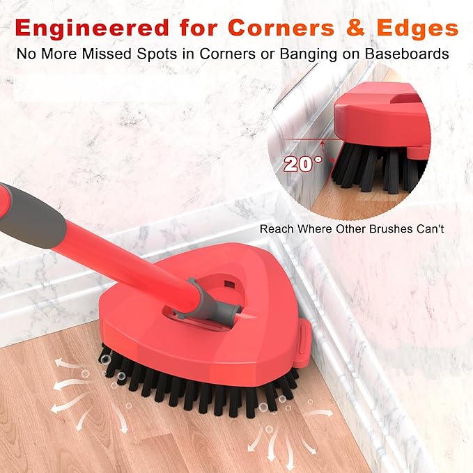 Upgraded Scrubber Mop Head for Ocedar Mop RinseClean 2 Tank System, Outward-Angled Full Bristles Scrub Brush Head Better Reach Corners & Edges, Kitchen Bathroom Floor Cleaning Brush - 2 Pack