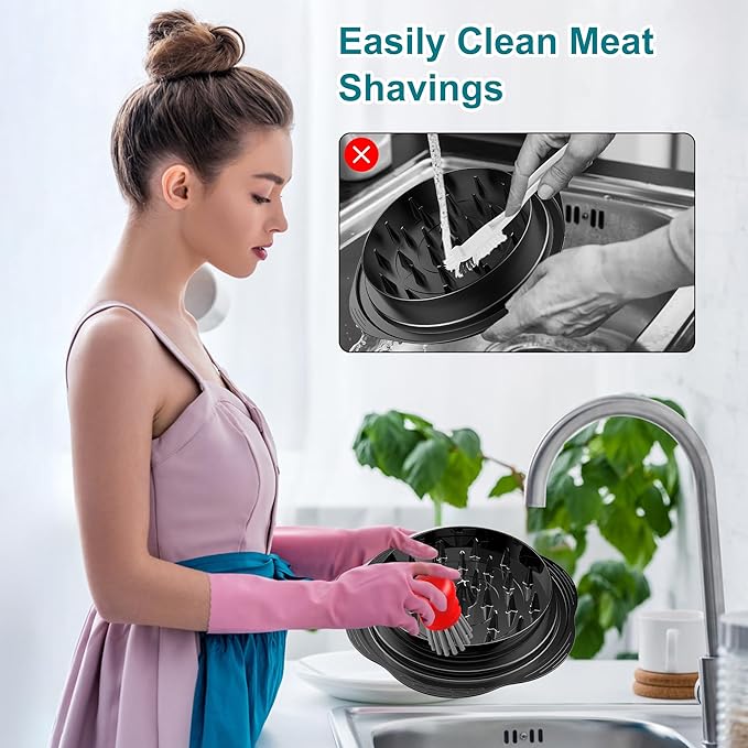 Mini Dish Brush for Cleaning Chicken Shredder, Palm Brush Dish Scrubber with Ergonomic Grip, Kitchen Brush for Washing Dishes, Pans, Pots, Sink, 1 Pack (Red)