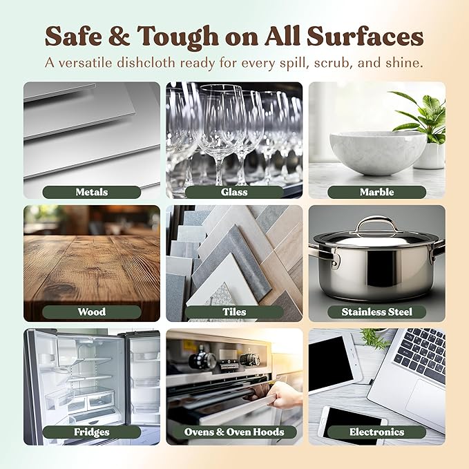 FEBU Swedish Dishcloths for Kitchen | 5 Pack Black Reusable Paper Towels Washable | Swedish Dish Towels | Non-Scratch Cellulose Sponge Cloths | No Odor, Biodegradable Cleaning Cloths