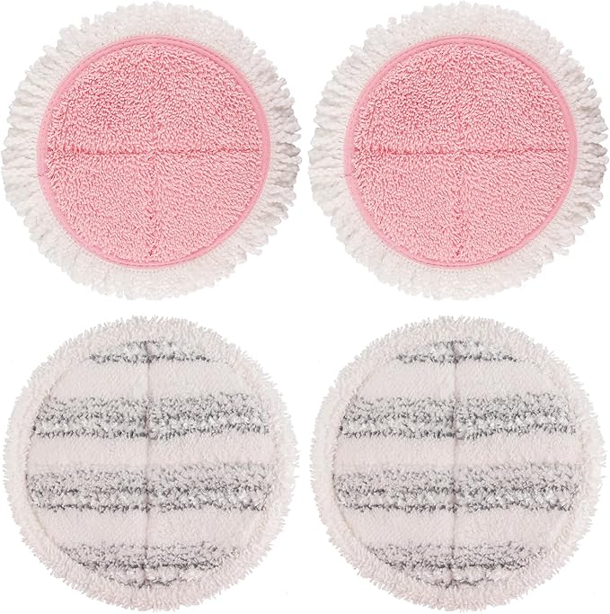 Electric Mop Pads, 6.3in Spin Mop Pads for Most Cordless Electric Spin Mop, Round Mop Replacement Pads for Floor Cleaning(4 Pack)