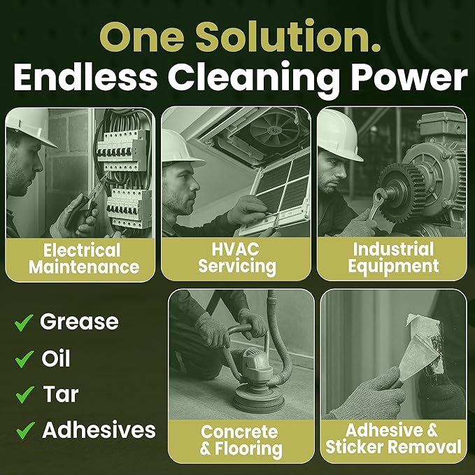 Natural-100% Orange Degreaser Cleaner, Industrial-Strength, Instantly Removes Grease, Oil & Adhesive, 27Kv Electrical-safe, Trusted on Metal, Engines, Motors, Tools, Concrete & More