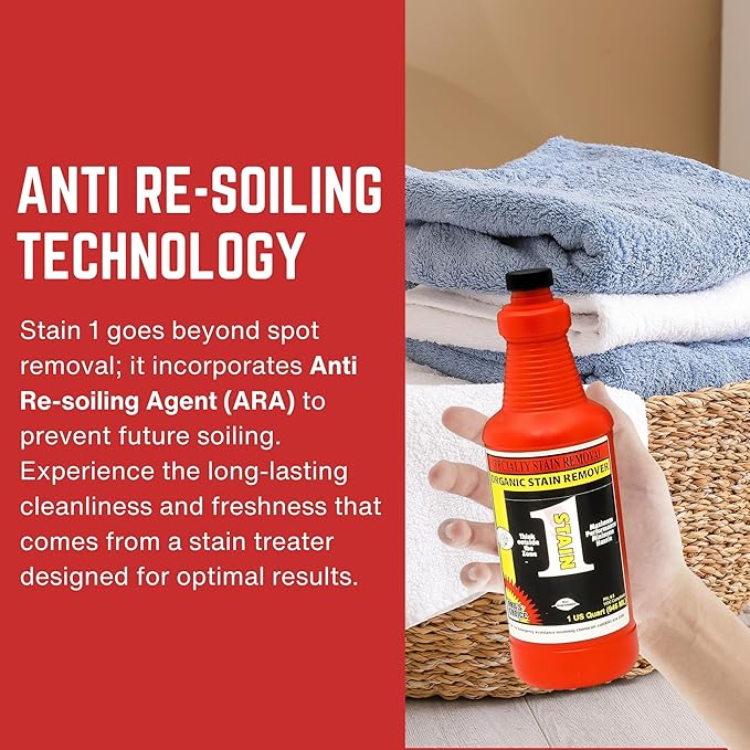 Pro's Choice Stain 1, Effective & Incredible Spot Remover for Fabric, Organic Stain Remover Laundry Cleaner, Grease & Spot Cleaner for Clothes, Use as Stain Treater Spray for Carpet & Couch, 1 Quart