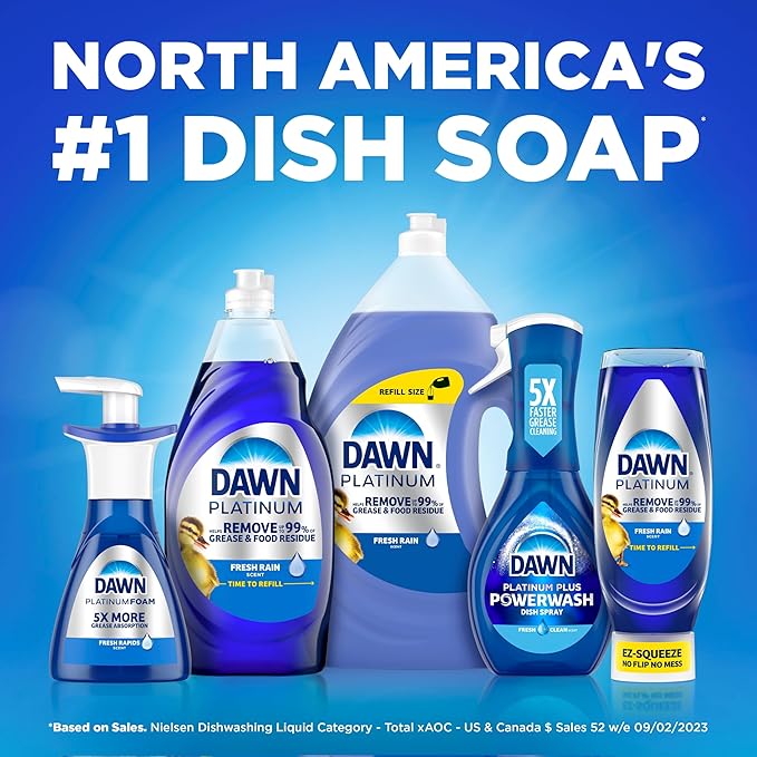 Dawn Platinum Dish Soap, Dishwashing Liquid, Fresh Rain, 3X24OZ
