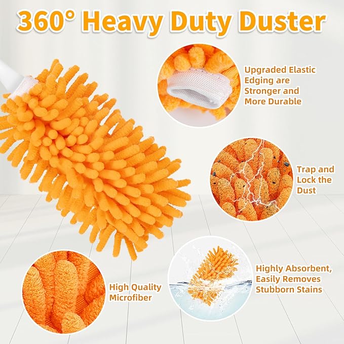 LOVECO 8 Pack Dusters for Swiffer - Reusable Duster Refill Compatible with Swiffer, 360 Heavy Duty Dusters Refills (Include 1 Handle & Laundry Bag)