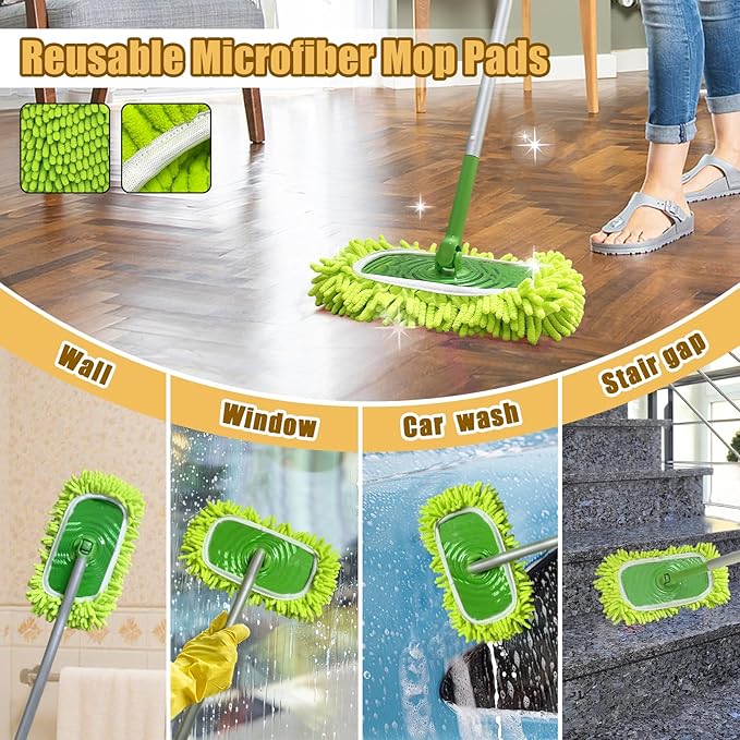 6PCS Reusable Microfiber Mop Pads Compatible with Swiffer Sweeper Mop,Reusable Dry Sweeping Cloths for Swiffer,Wet Mopping Pad Refills & Washable Dry Sweeping Cloths for Hardwood Floor/Tile Cleaning