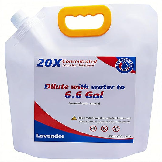 bulk Laundry Detergent Refill, 20X Concentrated,Makes 6.6 Gal (800 Loads) - Ultra Stain Fighter, HE Compatible, Low Cost per Load for Home & Commercial Use