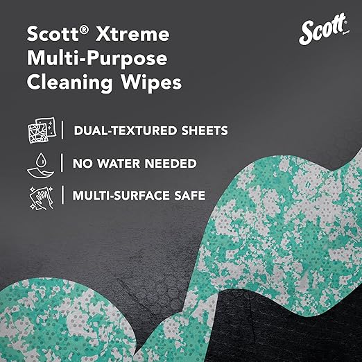 Scott Shop Original Xtreme Multi-Purpose Cleaning Wipes (54591), Heavy Duty Textured Extreme Clean Wiper with Citrus Scent, 9"x7" Wipe (6 Canisters of 75 Sheets, 450 Sheet Total)