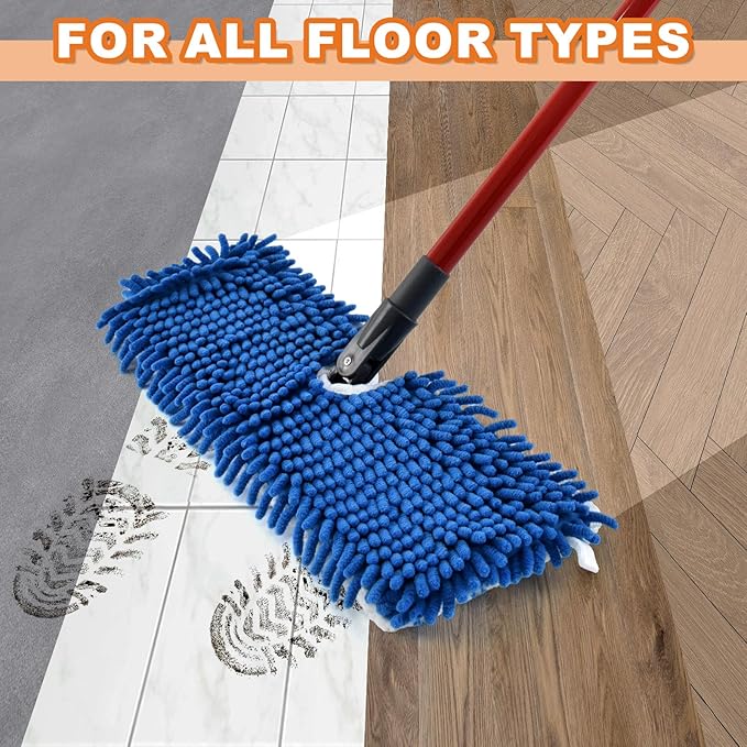 Microfiber Mops for Floor Cleaning, Flat Mop for Wet & Dry Use, Dust Mop for Hardwood Floors with 3 Reusable Pads for O Cedar Hardwood Floor 'N More 3-Action Mop and Extendable 58" Long Handle