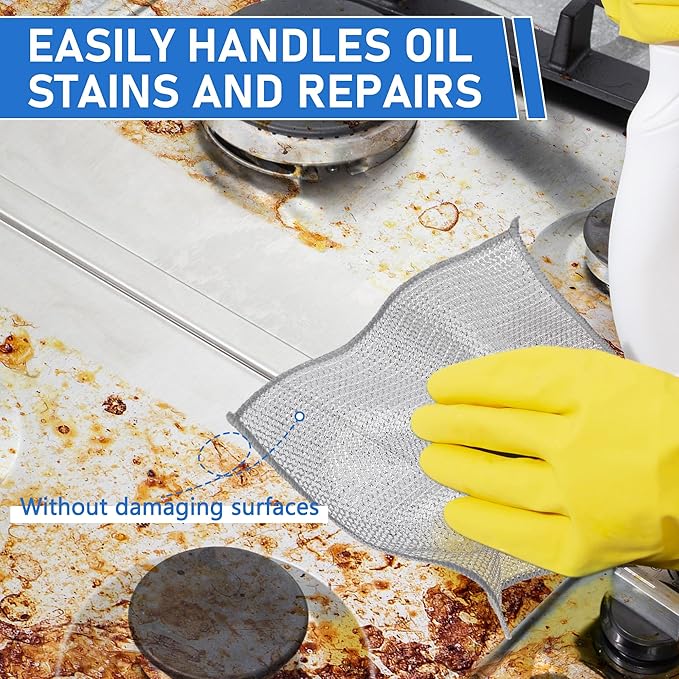 30pcs Set Non-Scratch Steel Wool Dishcloth - Multi-Use Kitchen Scrubbers, Durable Cleaning Pads for Wet & Dry Use White