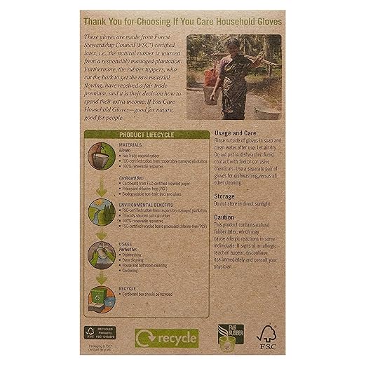 If You Care Medium Cotton Flock Lined Household Gloves – Durable, Reusable, Fair Trade Rubber – 1 Pair