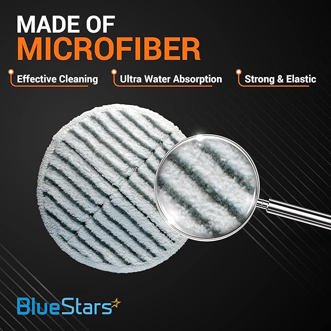 BlueStars 8 Pack Spinwave Replacement Mop Pads Compatible with Bissell Spinwave 2124 2039A 2039 2307 23157 20391 20399 Hard Floor Cleaners - 4 Soft Pads, 4 Scrubby Pads - Washable & Reusable