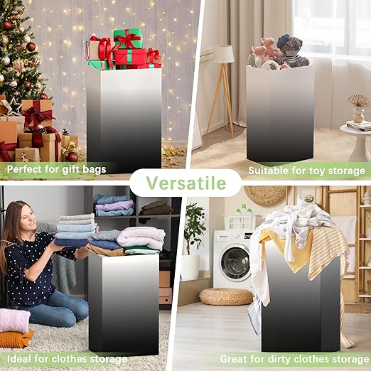 4 Pack Extra Large Disposable Trash Cans, Reusable Portable Garbage Can, 13 Gallon (21.6" H x 13.5" W x 10" D), Extra Thick Recycled Cardboard Portable Garbage Can and Recycling Bins,Black Gradient