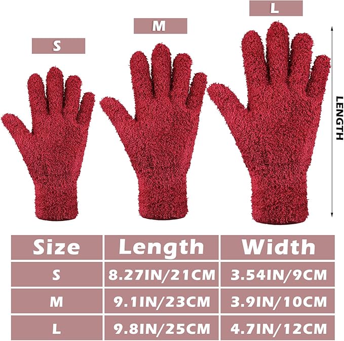 Patelai 3 Pairs Microfiber Plant Dusting Gloves Leaf Cleaning Gloves for Indoor Plants, Blinds, Furniture, House(Small,Brown, Dark Green, Dark Red)