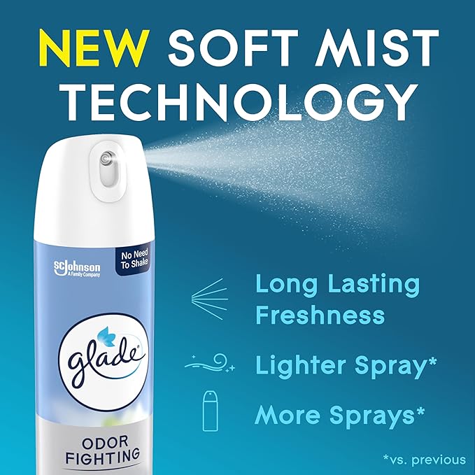Glade Air Freshener Room Spray, Clean Linen Scent, Odor Fighting to Deliver Long Lasting Freshness, 8 Oz, 6 Count
