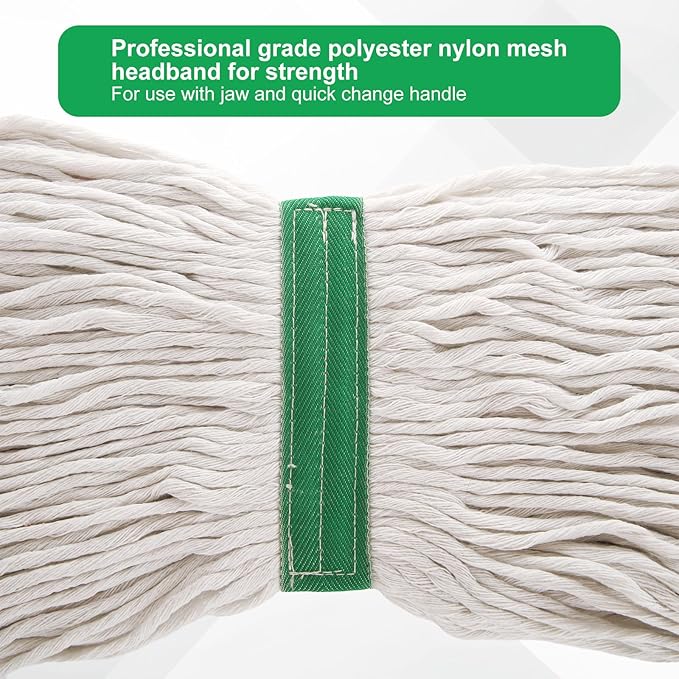 10Pcs Commercial String Mop Head, Loop-End Mop Head Replacement, Heavy Duty Mop Head Refills, Cotton Looped End Wet Cleaning Mop Refill for Floor Cleaning, Home, Industrial and Commercial Use