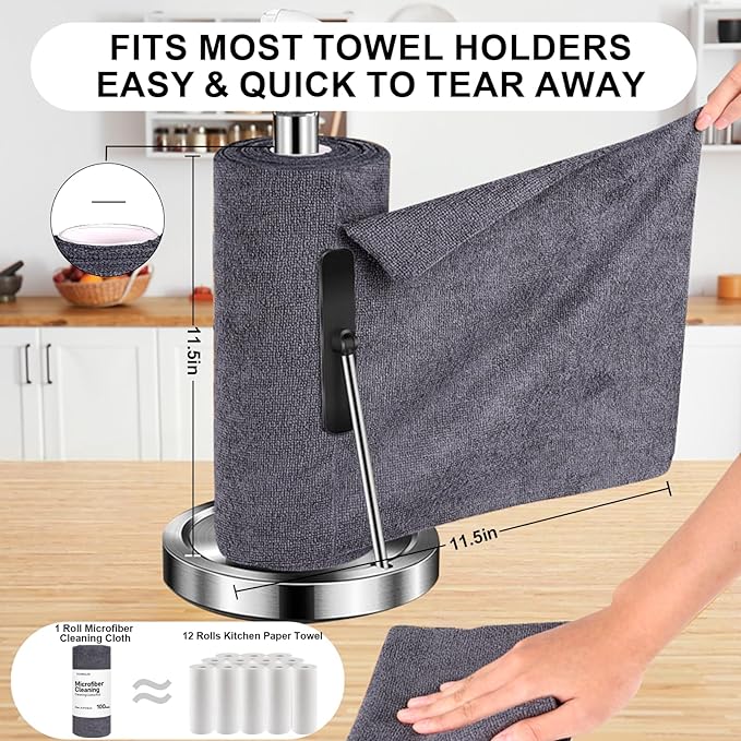 Microfiber Cleaning Cloths Roll, 100-Pack 11.5x11.5 Inch, Tear Away Microfiber Towels, Reusable Microfiber Towels for Cars, Wash Cloths, House, Kitchen, Window, Cleaning Supplies (Grey-100pcs)