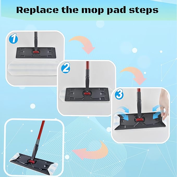 Microfiber Mop Pad Refills-5 Pack Washable Reusable Pads, Fits H2PRO Flat Mop