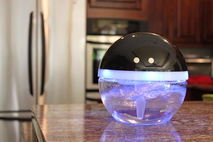 EcoGecko Magic Ball, Light Up Air Revitalizer, Air Freshener, Room Aromatizer, Aroma and Essential Oil Diffuser with Orange Peel, Cinnamon Oils, 2 Bottle 30ml Each (Black)