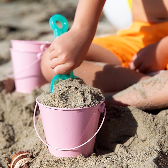 Small Metal Buckets with Handles - Leak-Proof Metal Pail Bucket - Galvanized Bucket with Handle - Multipurpose Tin Bucket for Party Favors, Organization, School, Weddings, Garden - Set of 6, Pink