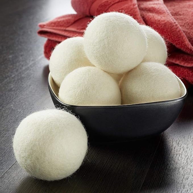 Casafield Wool Dryer Balls Set of 6, Extra Large Organic Handmade 100% New Zealand Wool, Natural Laundry Fabric Softener